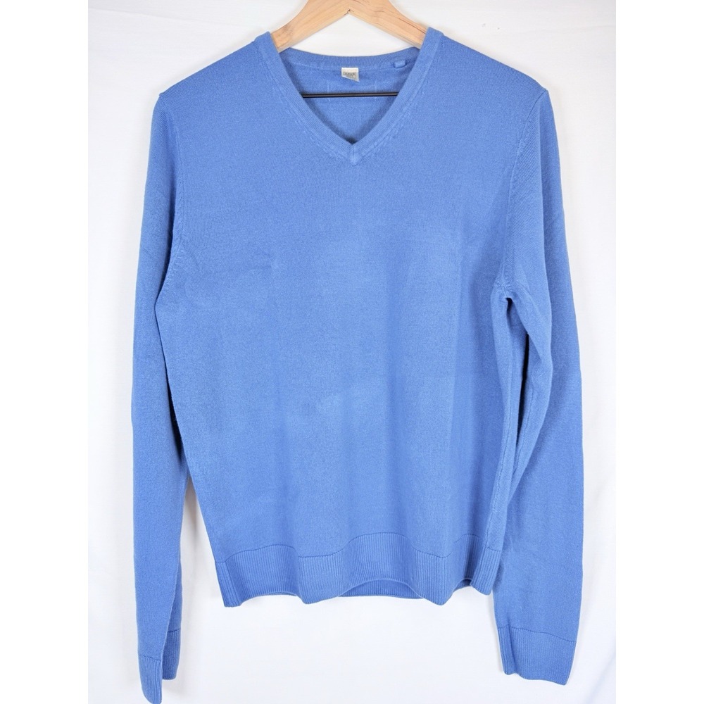 Azur Men's XL Blue V-Neck Sweater Pullover 100% Acrylic Lightweight Knit